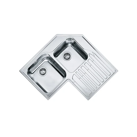 Franke Studio 2 Bowl Corner Inset Kitchen Sink With Right Hand Drainer STX 621-83 - Stainless Steel - 101.0001.044