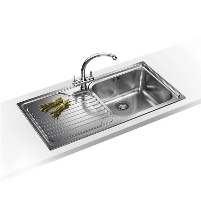 Franke Galassia 1 Bowl Inset Kitchen Sink With Right Hand Drainer GAX 611-100 - Stainless Steel - 101.0305.141 - Image 2