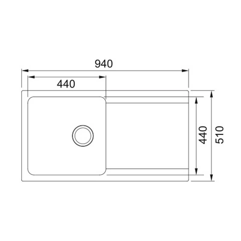 Franke Orion 1 Bowl Inset Tectonite Kitchen Sink Reversible OID 611-94 - Polar White - 114.0381.756 - Image 2