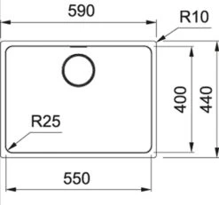 Franke Mythos 1 Bowl Undermount Kitchen Sink MYX 110-55 - Stainless Steel - 122.0606.969