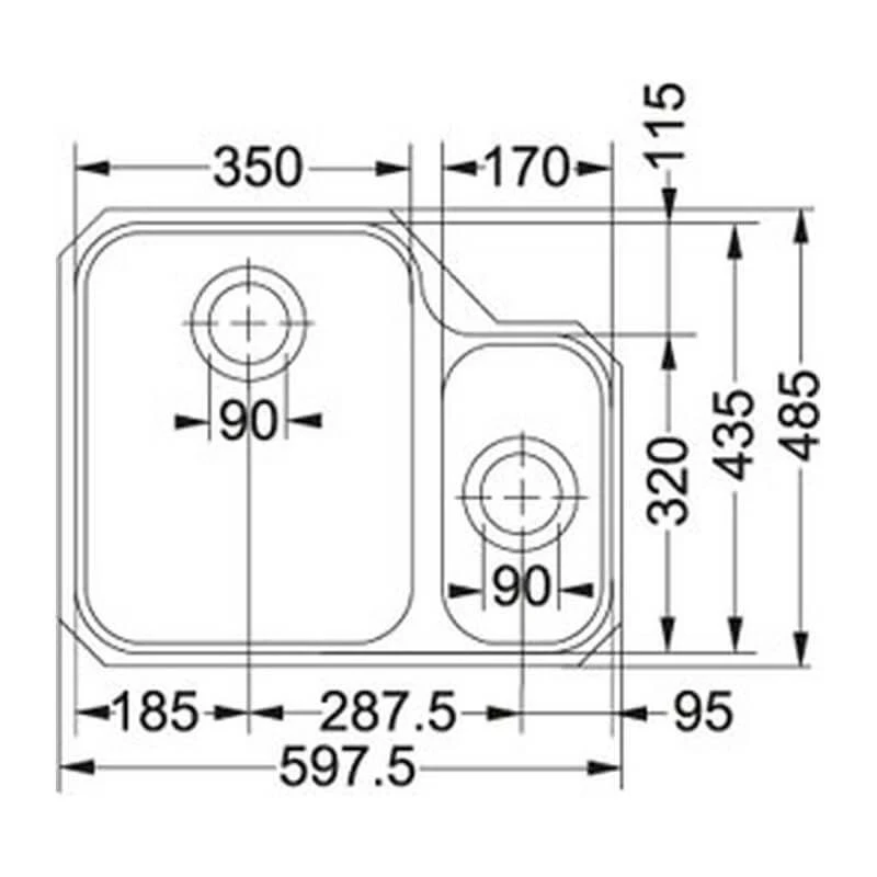 Franke Ariane 1.5 Bowl Undermount Kitchen Sink With Left Hand Small Bowl ARX 160-35-17 - Stainless Steel - 122.0154.926 - Image 2