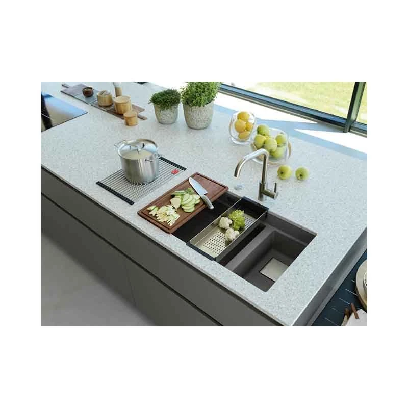 Franke Kubus 2 1.5 Bowl Undermount Fragranite Kitchen Sink KNG 120 - Stone Grey - 125.0633.287 - Image 3