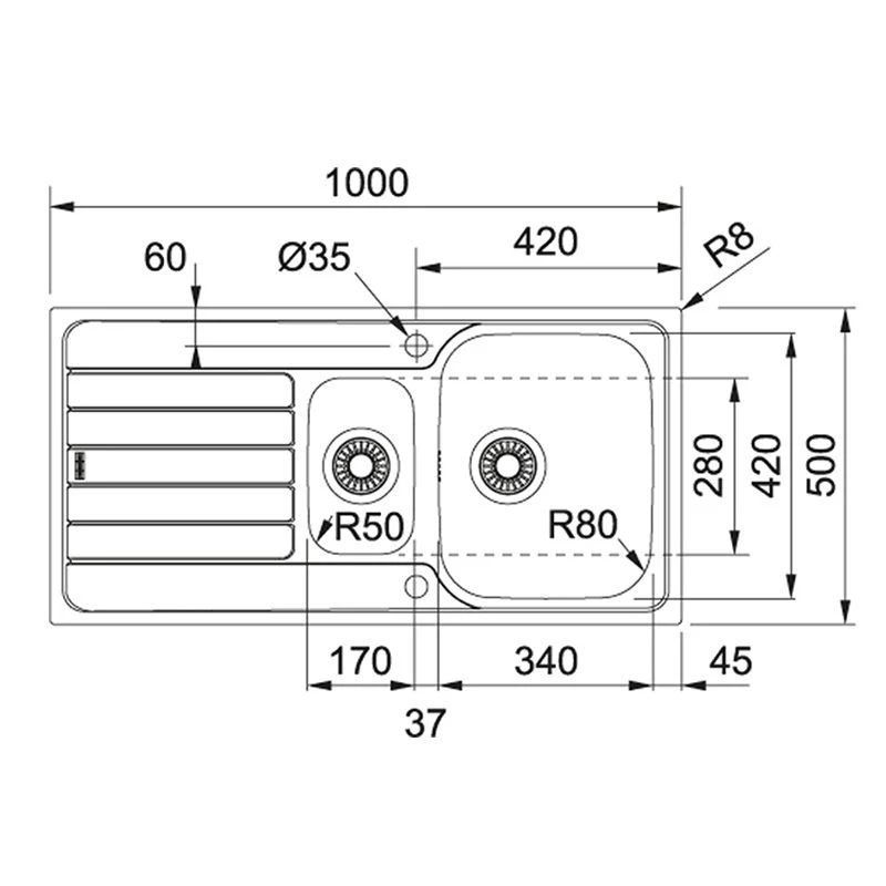 Franke Spark 1.5 Bowl Kitchen Sink With Reversible Drainer SKX 651-100 - Stainless Steel - 101.0489.947 - Image 2