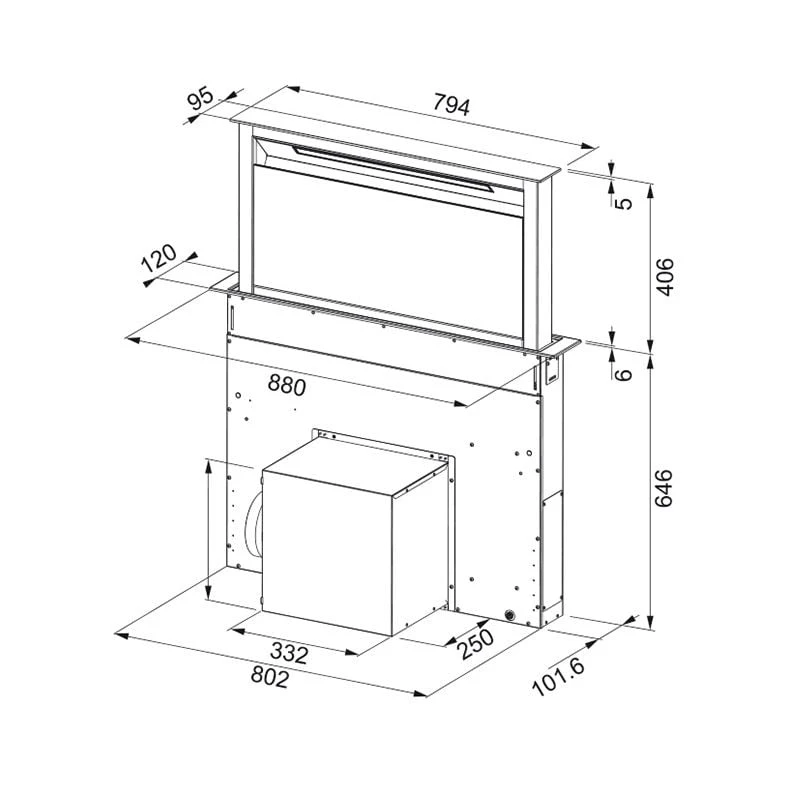 Franke Downdraft Cooker Extractor - Black Glass - FDW 908 IB XS - 110.0365.588 - Image 3
