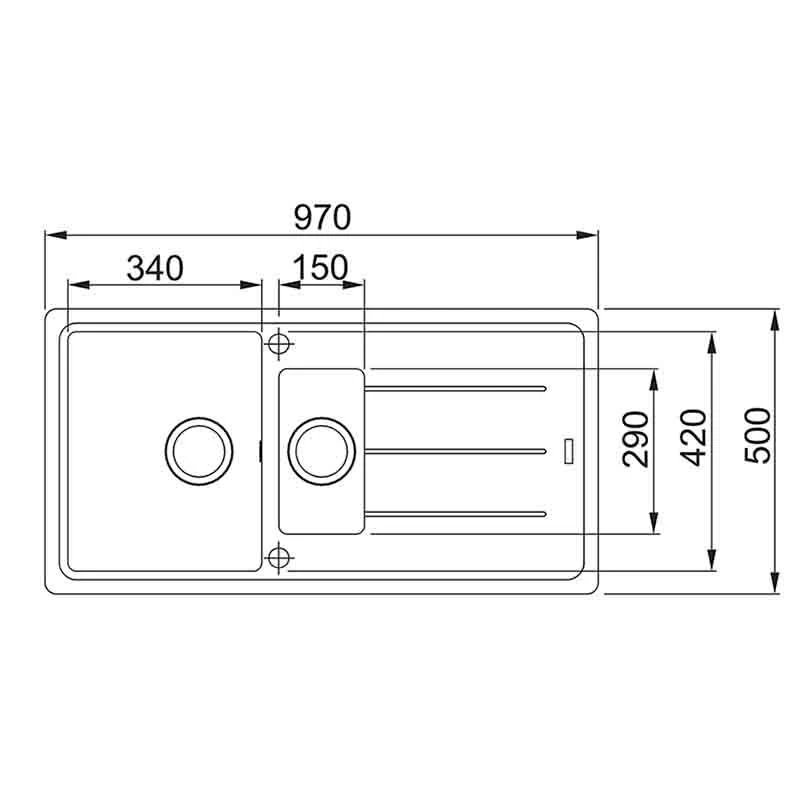 Franke Basis 1.5 Bowl Fragranite Inset Sink Reversible BFG 651 - Stone Grey - 114.0484.968 - Image 2
