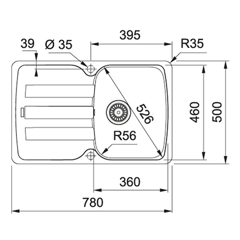 Franke Antea Fragranite 1 Bowl Inset Kitchen Sink Reversible AZG 611 78 - Stone Grey - 114.0633.738 - Image 2