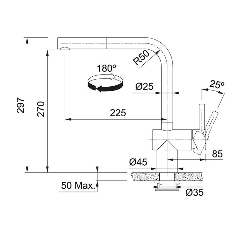 Franke Atlas Neo Sensor Pull-Out Nozzle Tap - Stainless Steel - 115.0638.827 - Image 3