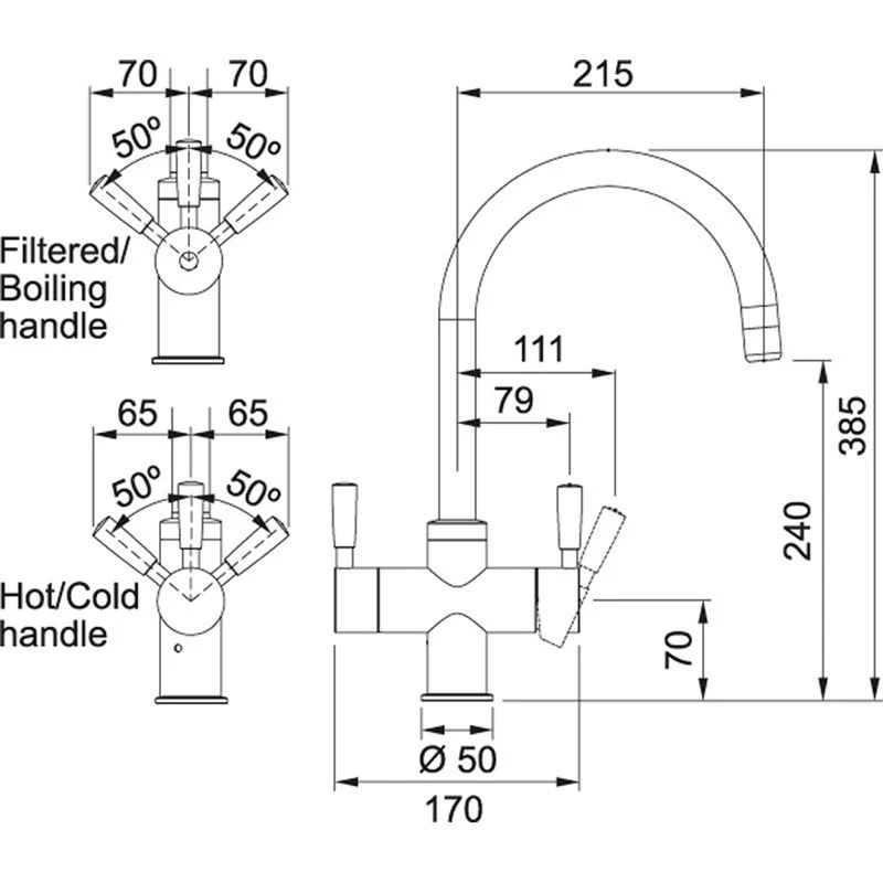 Franke Omni Original 4-in-1 Manual Kitchen Tap - Stainless Steel - 119.0389.913 - Image 3