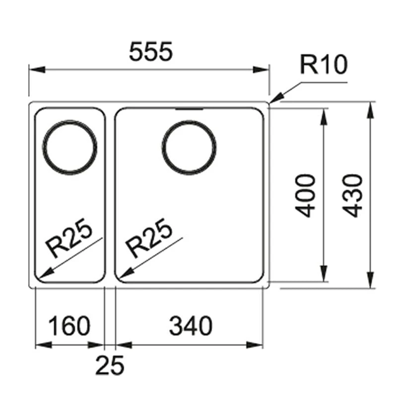 Franke Mythos 1.5 Bowl Undermount Kitchen Sink With LH Small Bowl MYX 160-34-16 - Stainless Steel - 122.0607.062 - Image 2