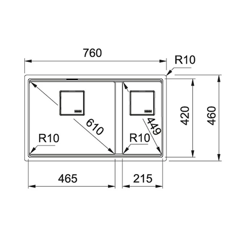 Franke Kubus 2 1.5 Bowl Undermount Fragranite Kitchen Sink KNG 120 - Matt Black - 125.0633.444 - Image 2