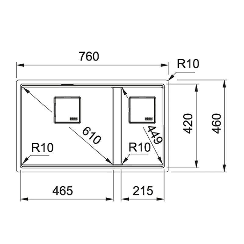 Franke Kubus 2 1.5 Bowl Undermount Fragranite Kitchen Sink KNG 120 - Stone Grey - 125.0633.287 - Image 4
