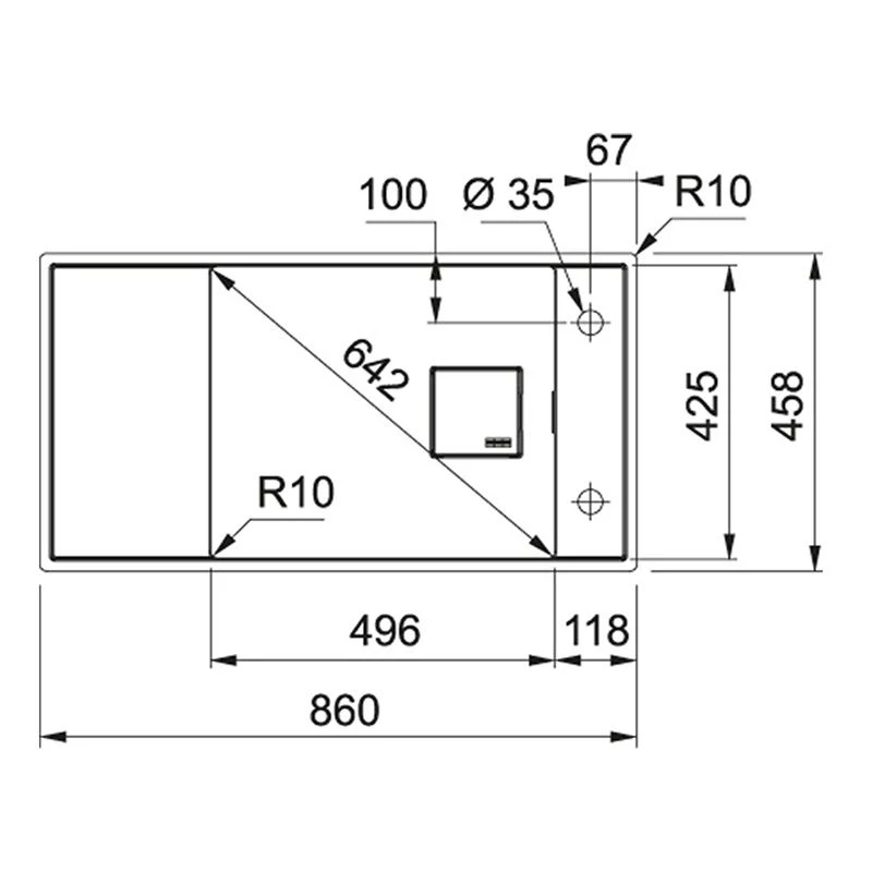 Franke Fresno Fragranite 1 Bowl Undermount Kitchen Sink FSG 111 - Onyx - 135.0522.725 - Image 2