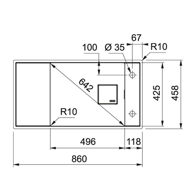 Franke Fresno Fragranite 1 Bowl Undermount Kitchen Sink FSG 111 - Stone Grey - 135.0633.437 - Image 2