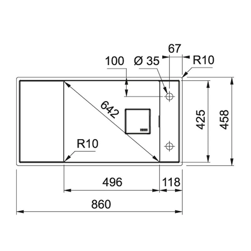 Franke Fresno Fragranite 1 Bowl Undermount Kitchen Sink FSG 111 - Matt Black - 135.0633.440 - Image 2