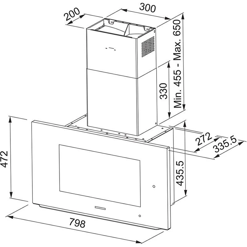 Franke AQ Sense Vertical Monitor Hood FKAS A80 Z1 - Black - 330.0657.269 - Image 2