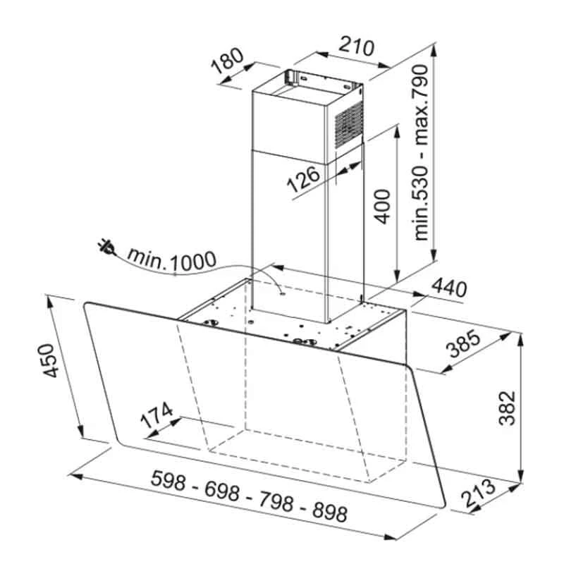Franke Evo Plus 60cm Angled Wall Cooker Hood - FPJ 625 V BK/SS/2 - Black - 330.0528.064 - Image 2