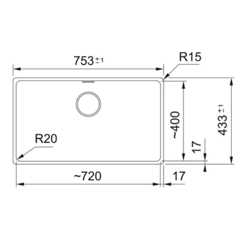 Franke Maris 1 Bowl Undermount Fragranite Kitchen Sink MRG 110-72 - Oyster - 125.0688.512 - Image 2