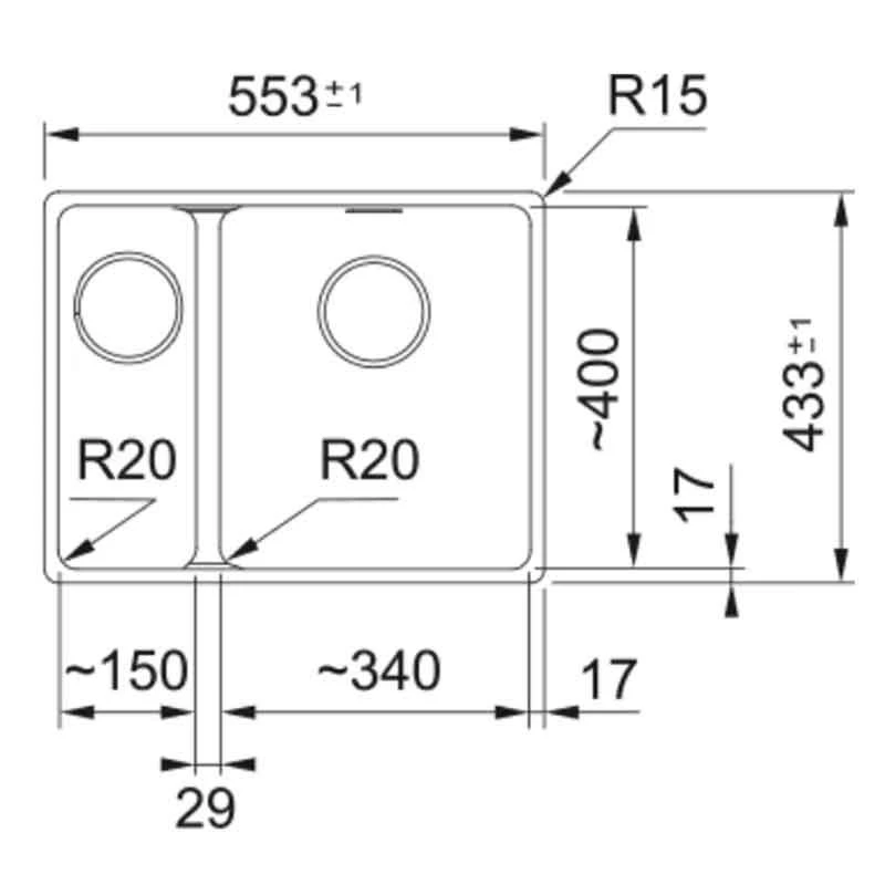 Franke Maris 1.5 Bowl Undermount Fragranite Kitchen Sink MRG 160-34-15 - Left Hand - Polar White - 125.0688.515 - Image 2