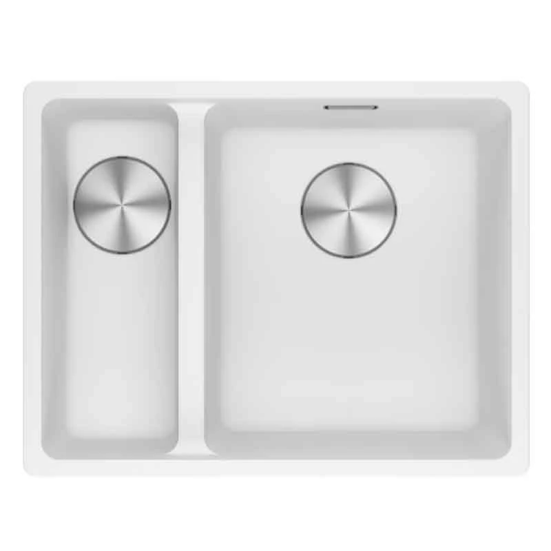 Franke Maris 1.5 Bowl Undermount Fragranite Kitchen Sink MRG 160-34-15 - Left Hand - Polar White - 125.0688.515