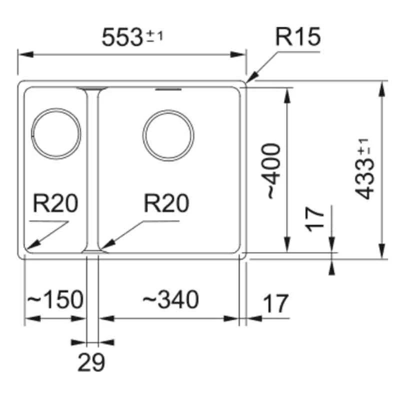 Franke Maris 1.5 Bowl Undermount Fragranite Kitchen Sink MRG 160-34-15 - Left Hand - Oyster - 125.0688.517 - Image 2