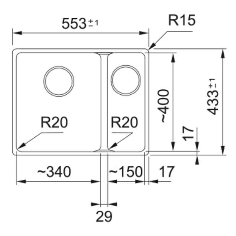Franke Maris 1.5 Bowl Undermount Fragranite Kitchen Sink MRG 160-34-15 - Right Hand - Stone Grey - 125.0688.519 - Image 2