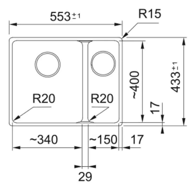 Franke Maris 1.5 Bowl Undermount Fragranite Kitchen Sink MRG 160-34-15 - Right Hand - Matt Black - 125.0688.523 - Image 2
