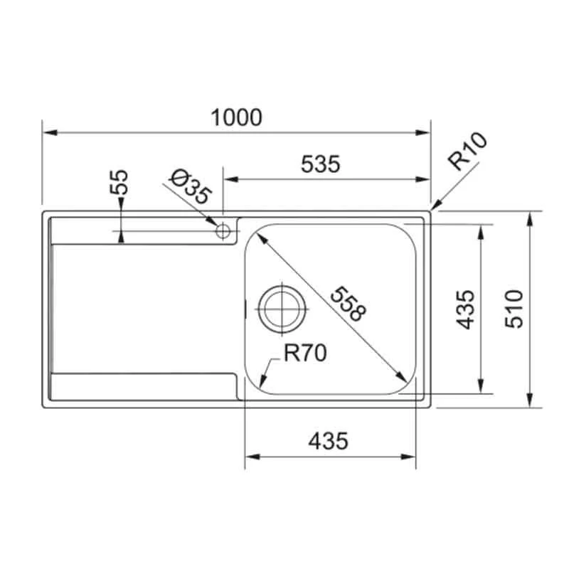 Franke Maris 1 Bowl Inset Kitchen Sink L/H Drainer MRX 211 - Stainless Steel - 127.0305.144 - Image 2