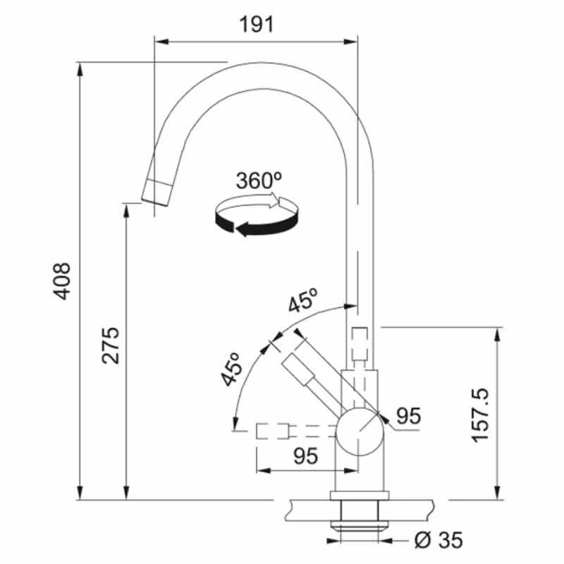 Franke Minerva Helix 3-in-1 Manual Kitchen Tap - Stainless Steel - 119.0518.863 - Image 2
