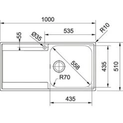 Franke Maris 1 Bowl Inset Kitchen Sink R/H Drainer MRX 211 - Stainless Steel - 127.0305.145